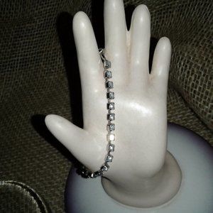 Vintage Silver Tone Clear Rhinestone 7"